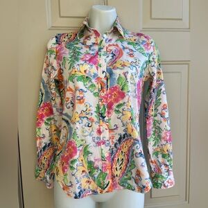 Lauren Ralph Lauren Slim Fit 2P Shirt Multicolor Paisley Floral Preppy Classic